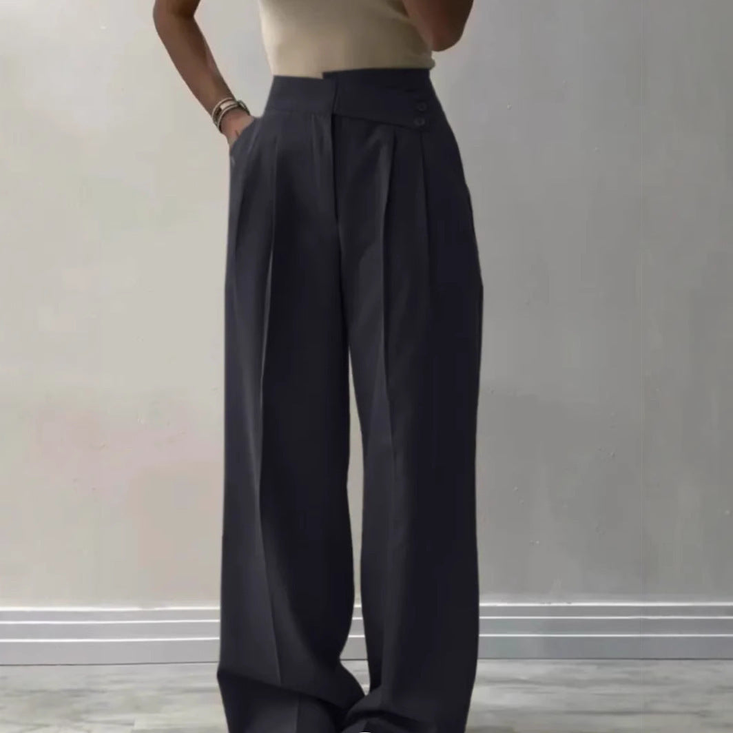 Women's Irregular Waist Wide Leg Pants Suit Pants