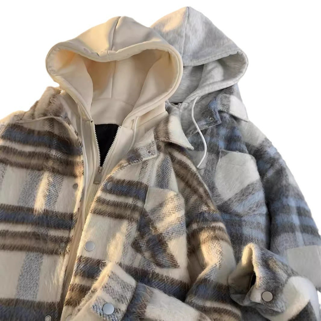 Fake Two-piece Couple Hooded Cotton Jacket