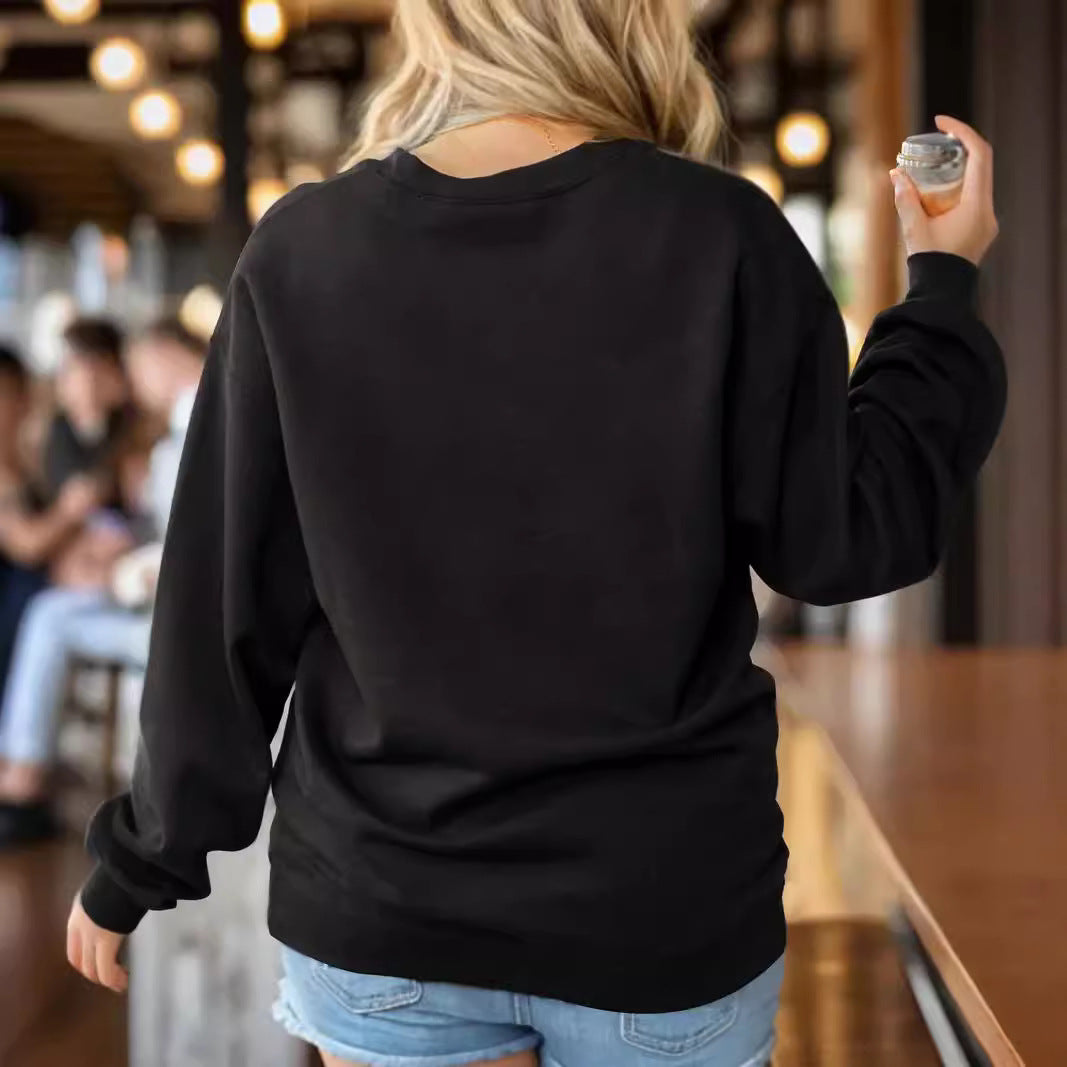 Women's Printed Long Sleeve Crew Neck Sweater
