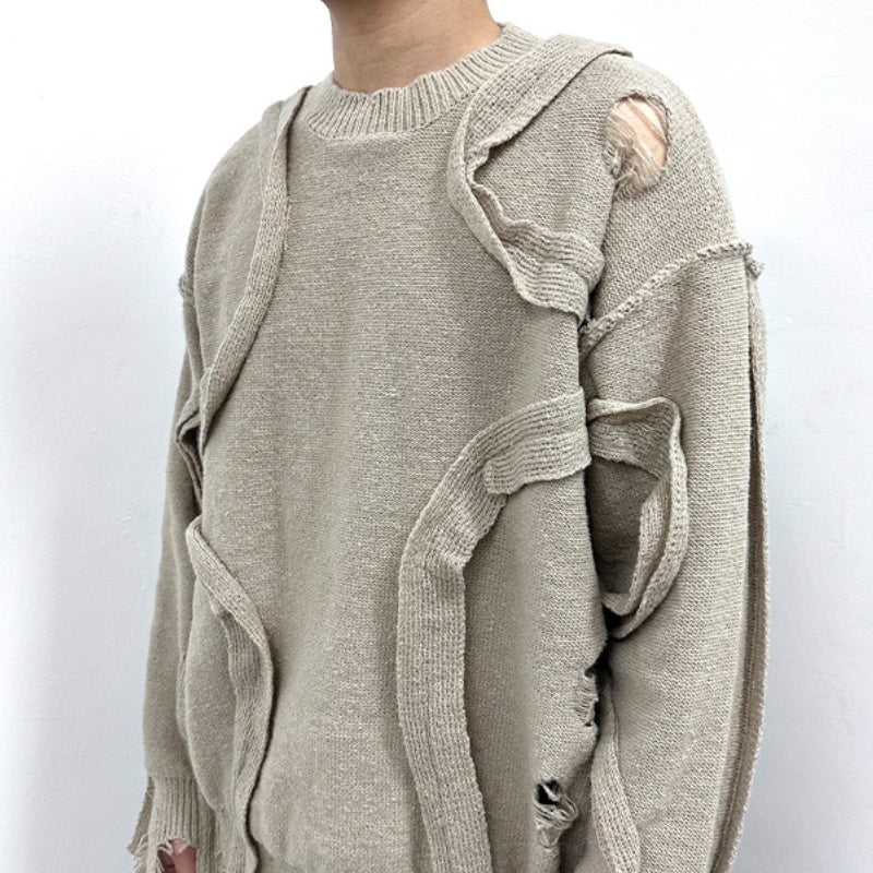 Winter New Retro Loose Fringe Design Round Neck Knitted