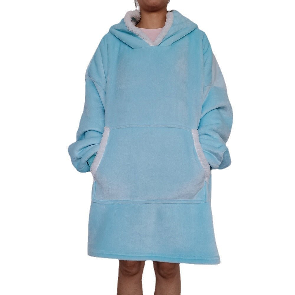 Flannel Lazy Fleece-lined Thickened Double Layer Composite Pullovers Home Wear