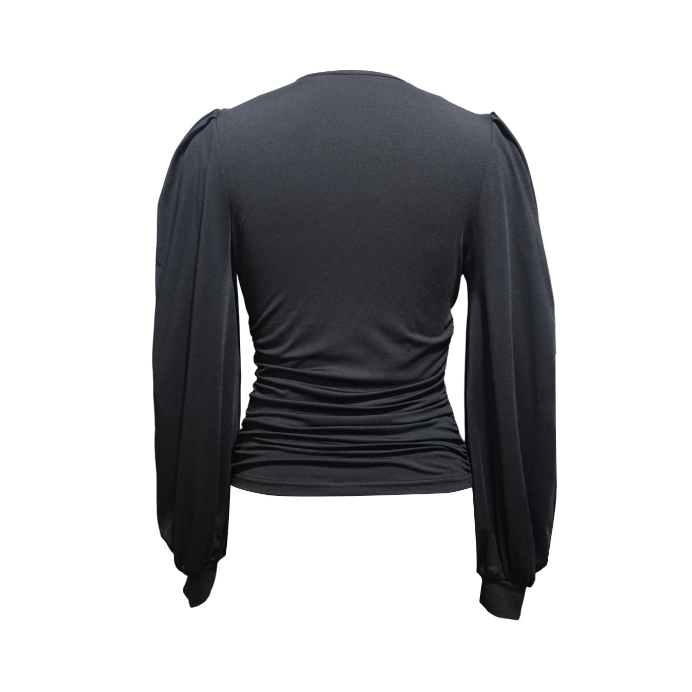 Ladies' Fashionable New Style Low Head Lantern Sleeve Pleated Top Casual V-neck Shirt