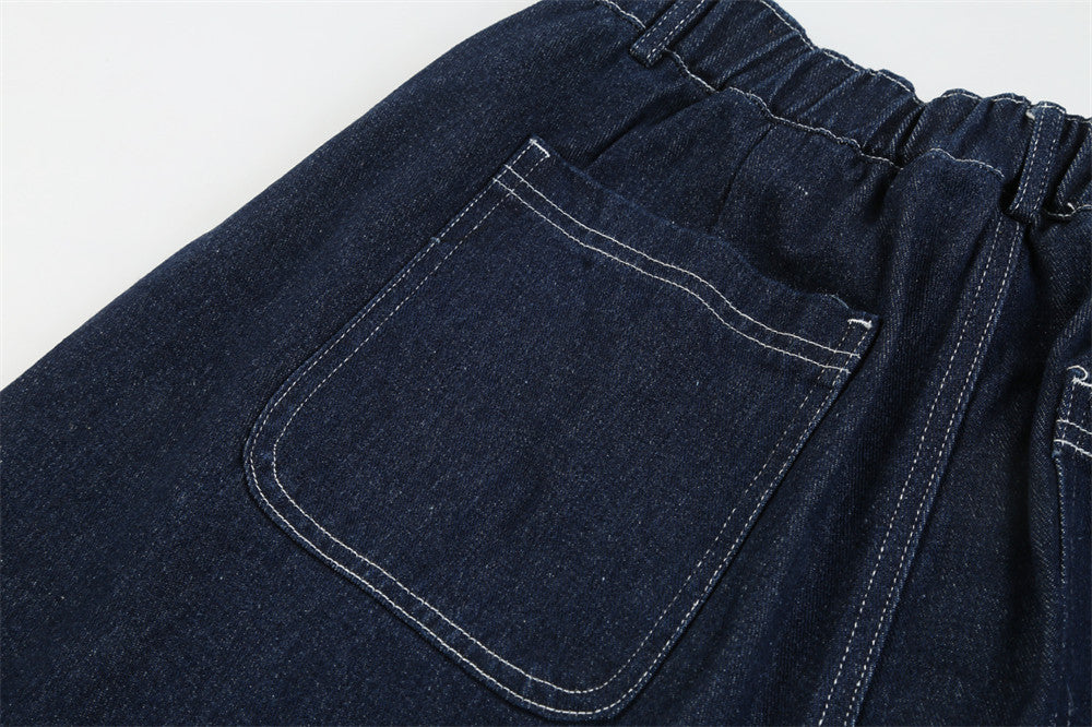Tapered Wide-leg Workwear Jeans For Men