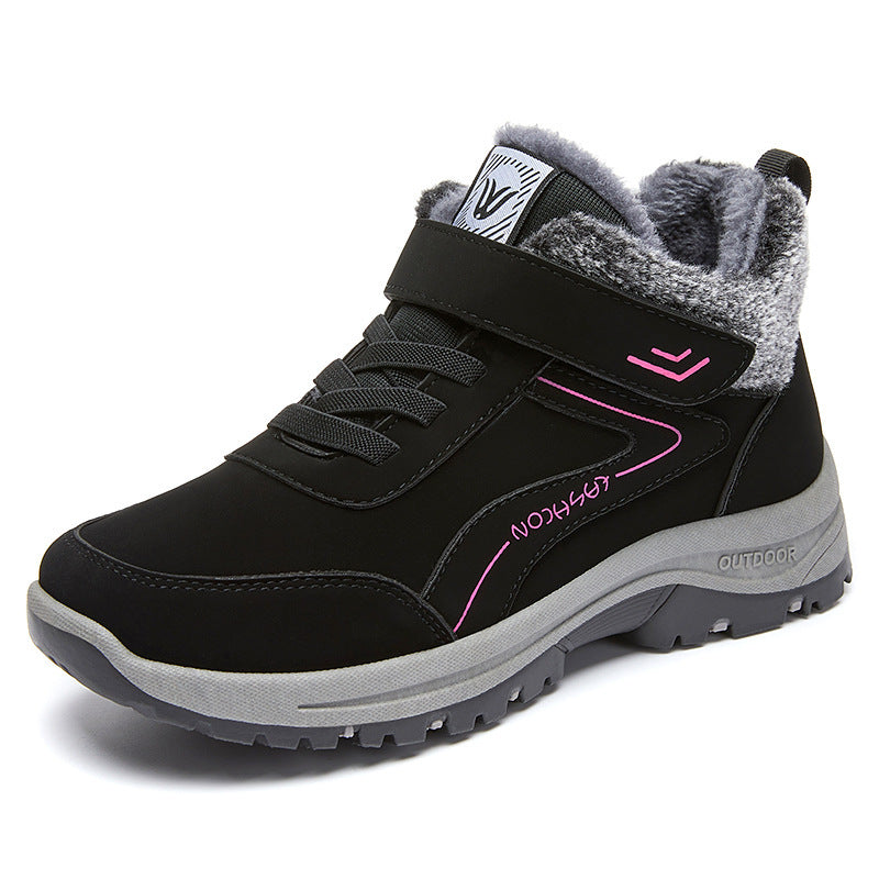Winter New Fleece-lined Thickened Women's Short Leather Boots