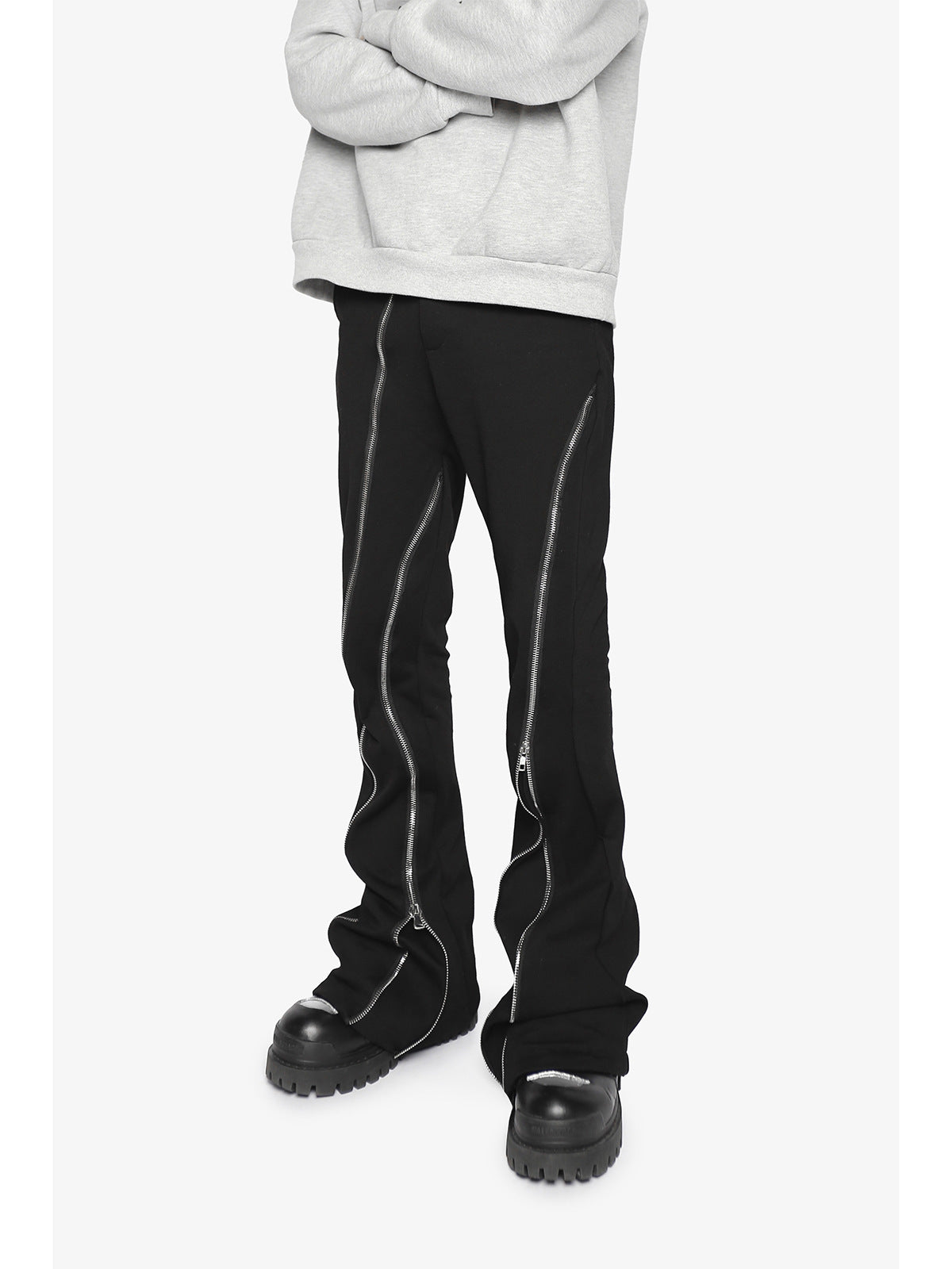 Hip Hop Zipper Split Jeans Men
