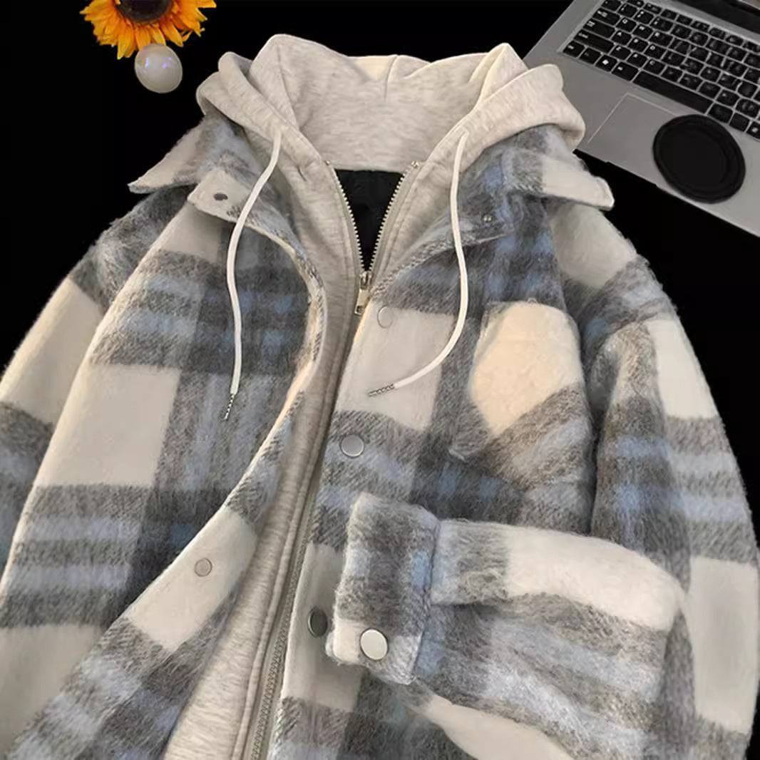 Fake Two-piece Couple Hooded Cotton Jacket