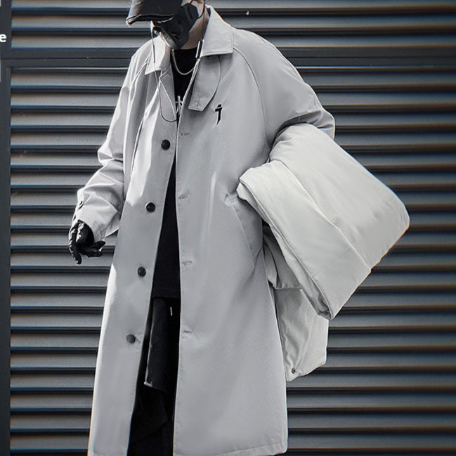 Detachable Shawl Trench Coat Two-piece Men's Loose Casual Mid-length Coat