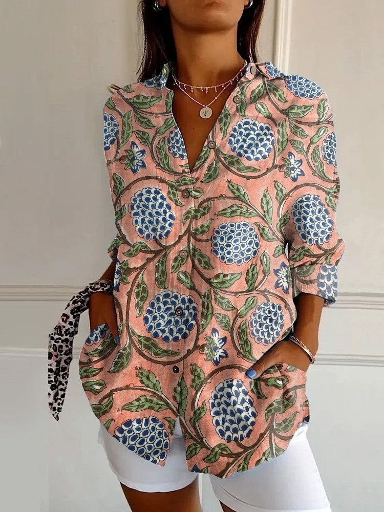 Long Sleeve Beach Travel Printed Shirt