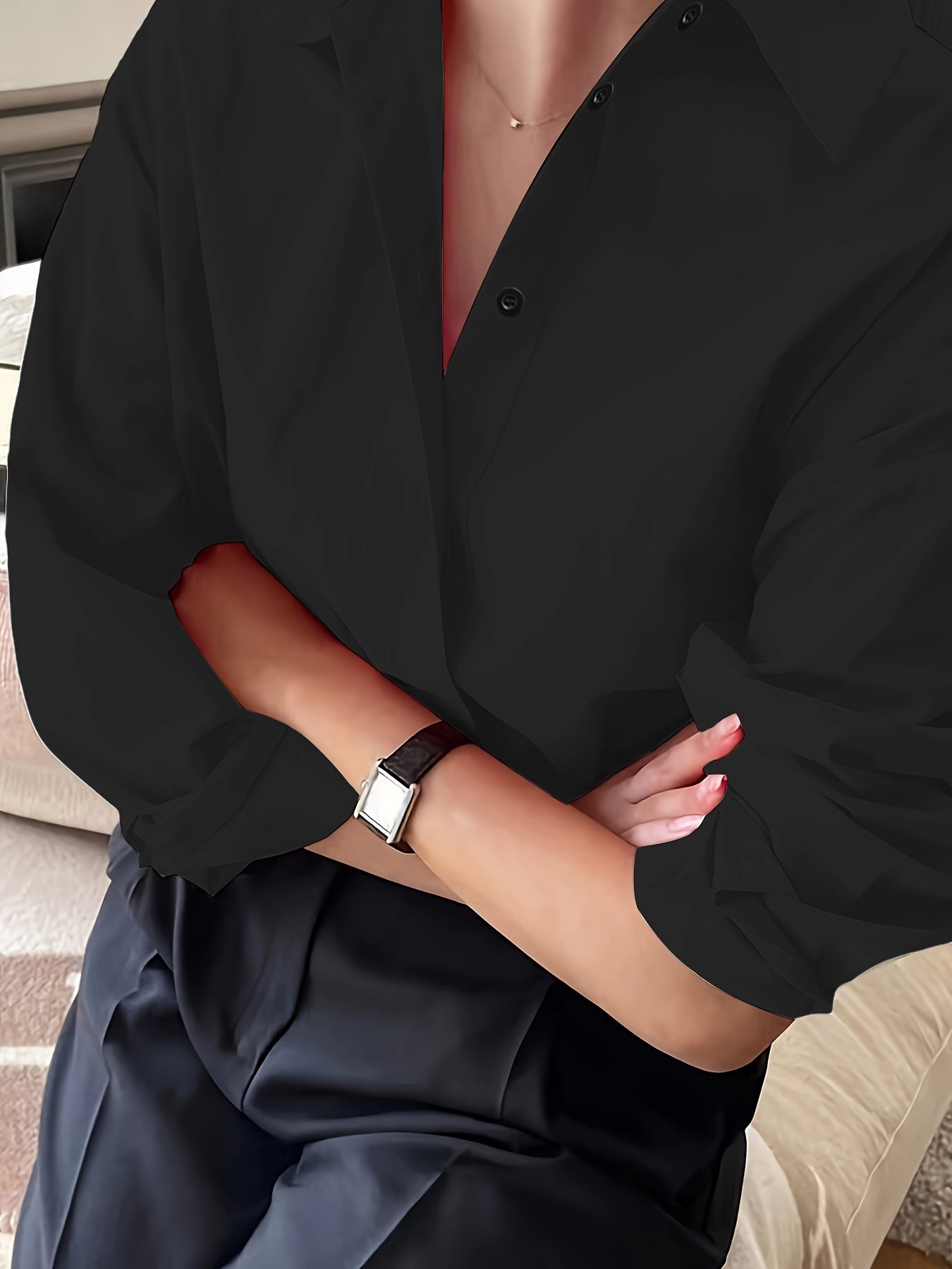 Simple Casual Long Sleeve Solid Color Shirt With Pocket