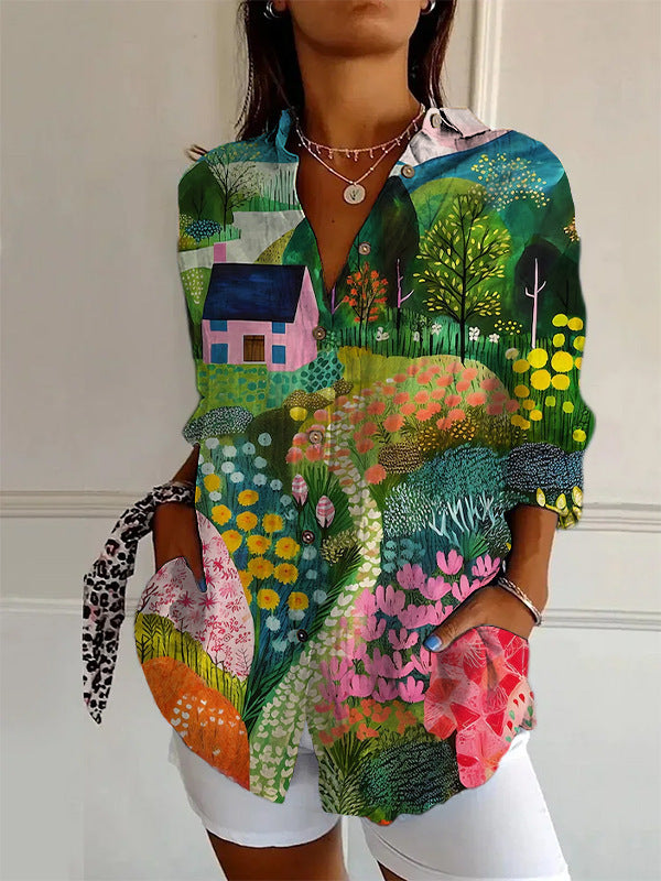 Long Sleeve Beach Travel Printed Shirt