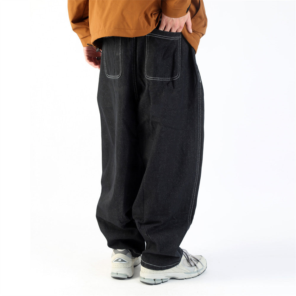 Tapered Wide-leg Workwear Jeans For Men