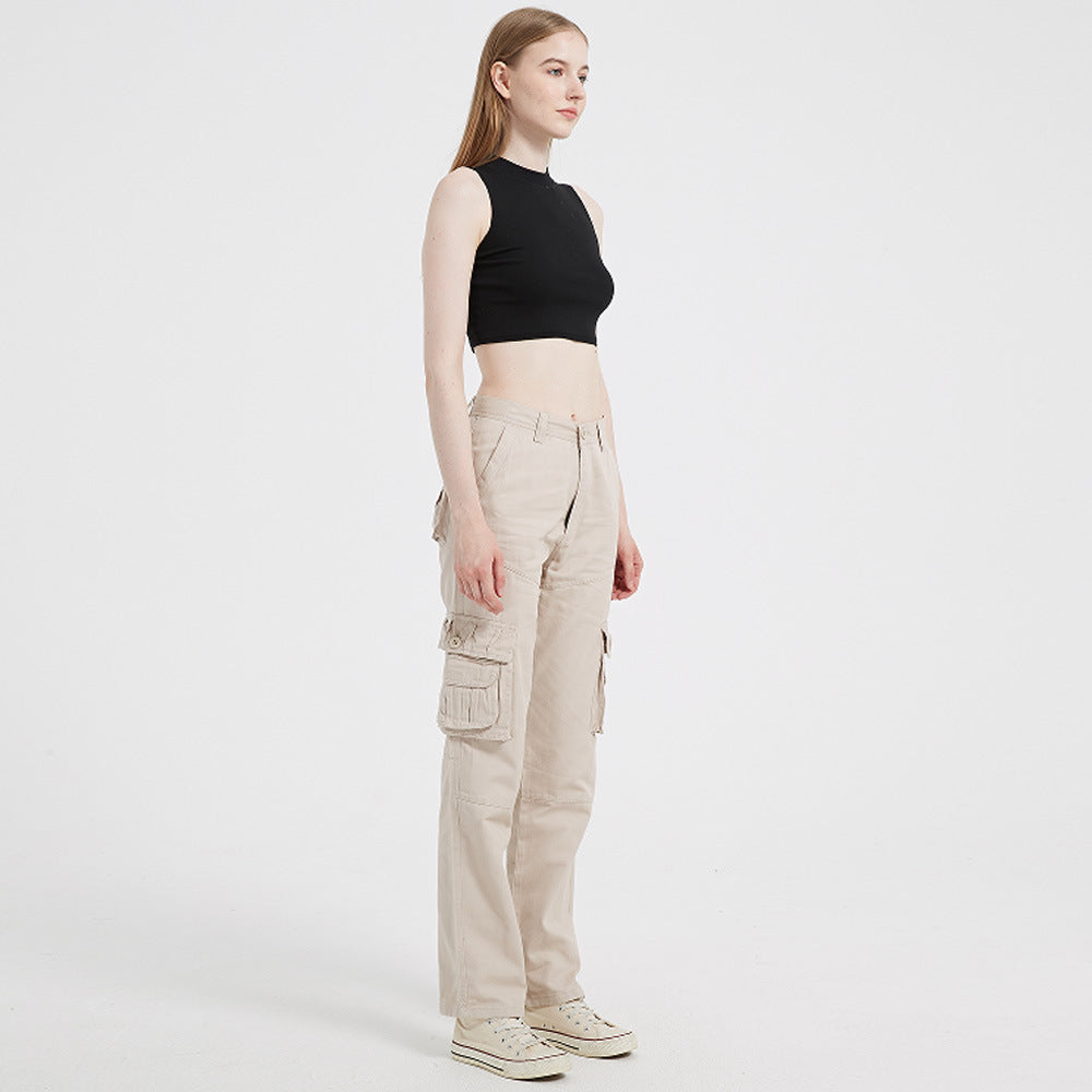 European And American Plus Size Women's Multi-pocket Sports Pants