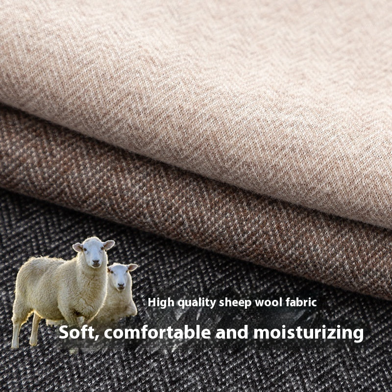Herringbone Wool Soft And Thickened Woolen Pants Women's High Waist Wide Leg Pants
