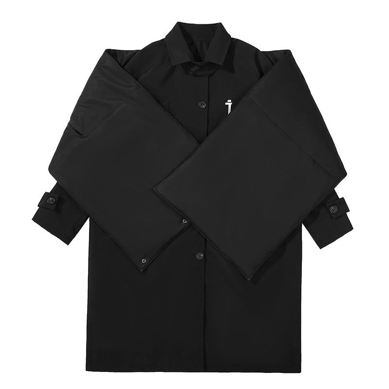 Detachable Shawl Trench Coat Two-piece Men's Loose Casual Mid-length Coat
