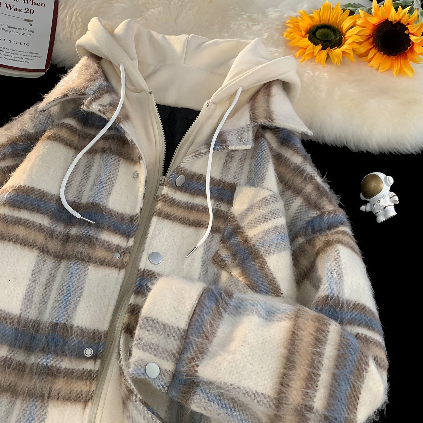 Fake Two-piece Couple Hooded Cotton Jacket