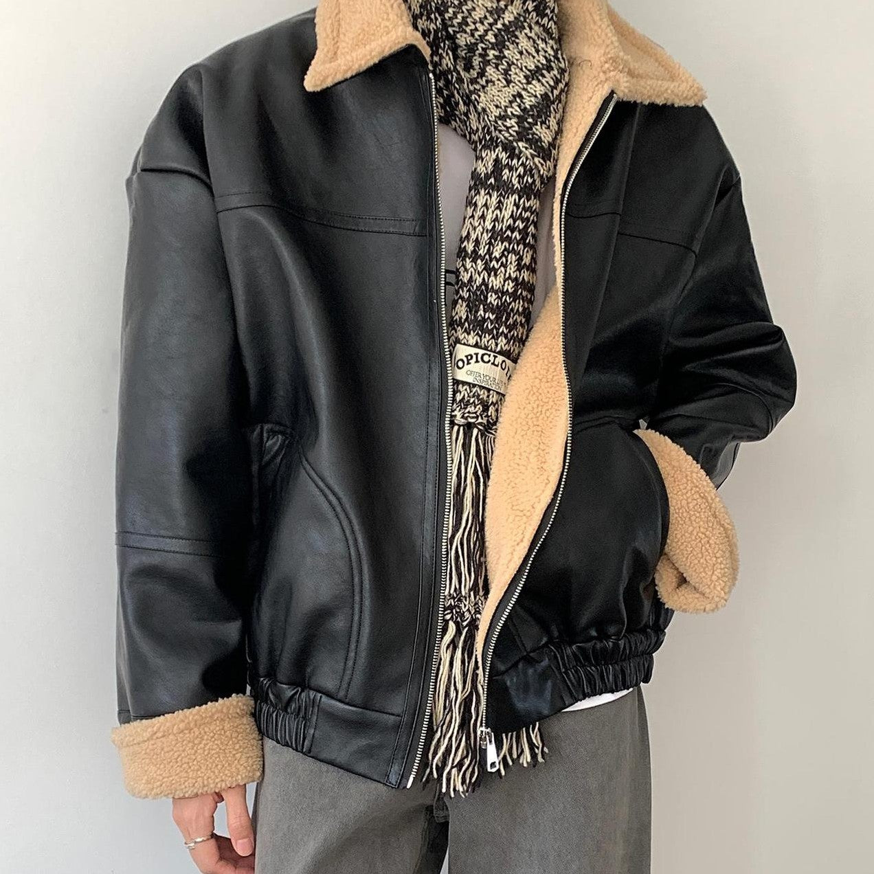 Loose Men's Casual Fleece Lined Coat