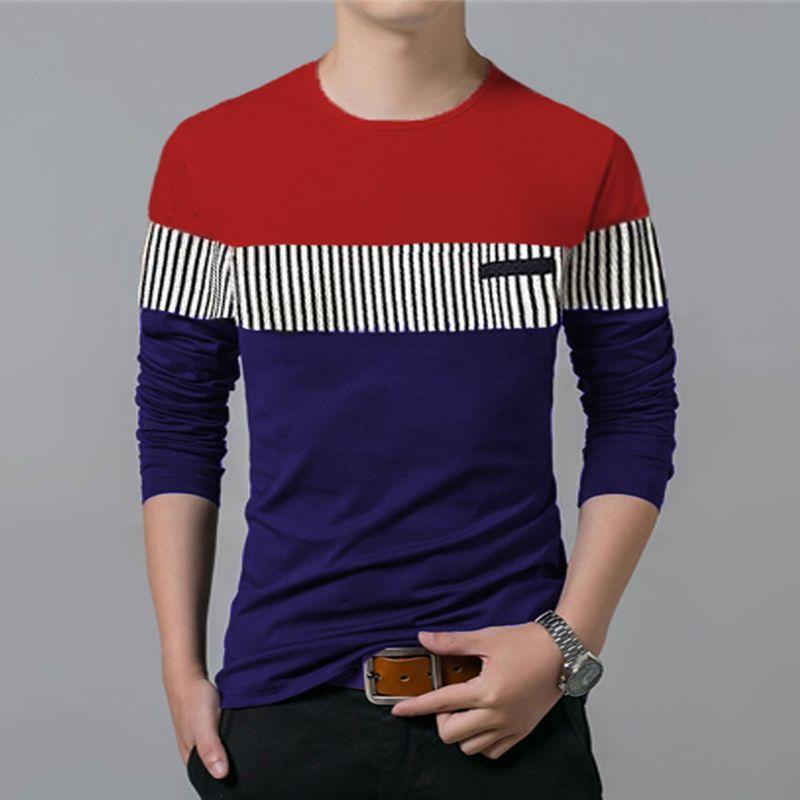 Men’s Grey Color Block Full Sleeves T-Shirt – Trendy & Comfortable