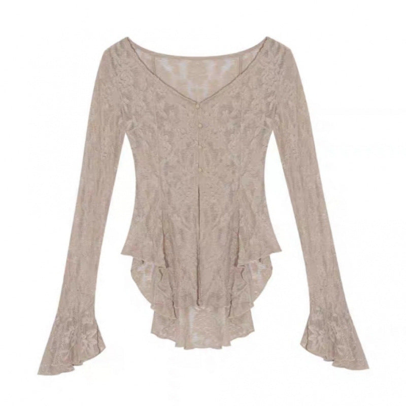 Spaghetti-shoulder Strap Camisole Thin Top Long Sleeve Cardigan Dress Hot Girl Suit