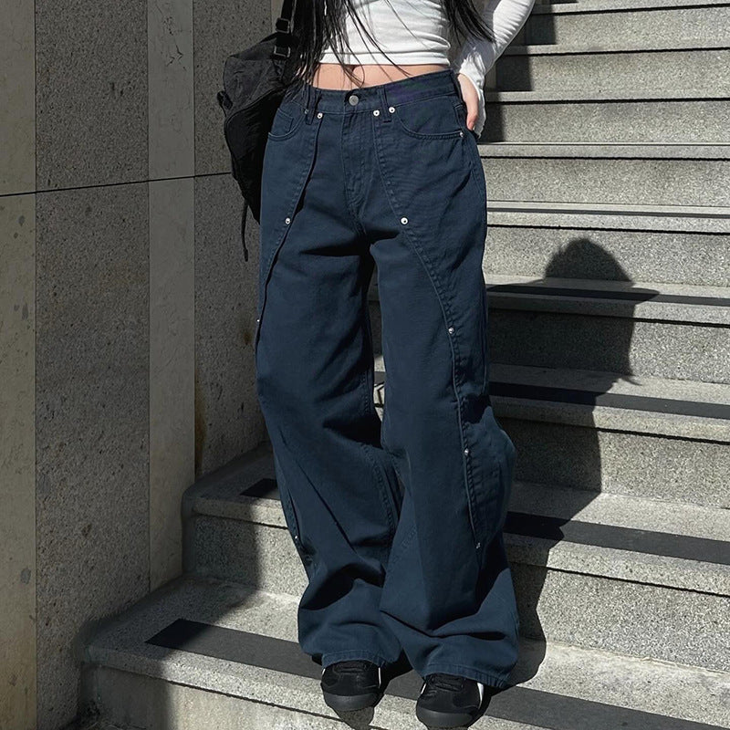 Women's Irregular Loose Straight Jeans