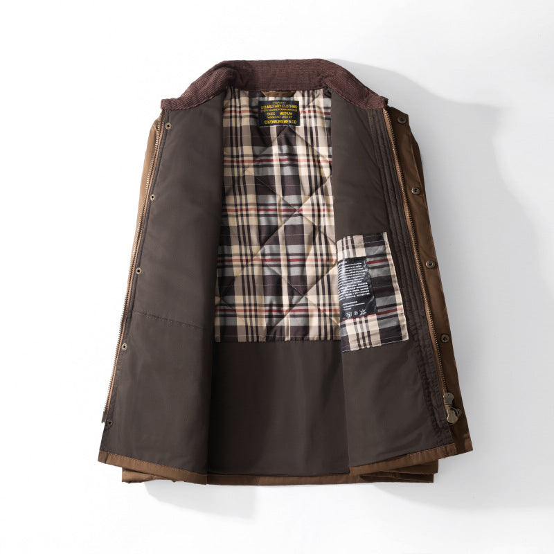 Oil Wax Jacket Quilted Trench Coat Coat
