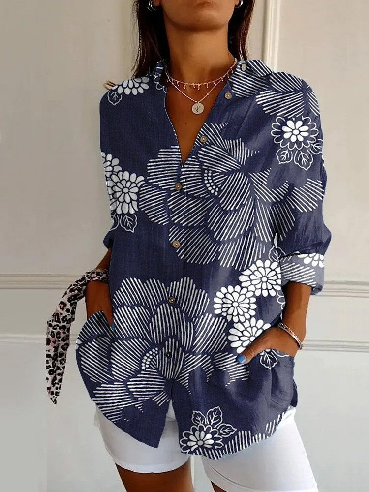 Long Sleeve Beach Travel Printed Shirt