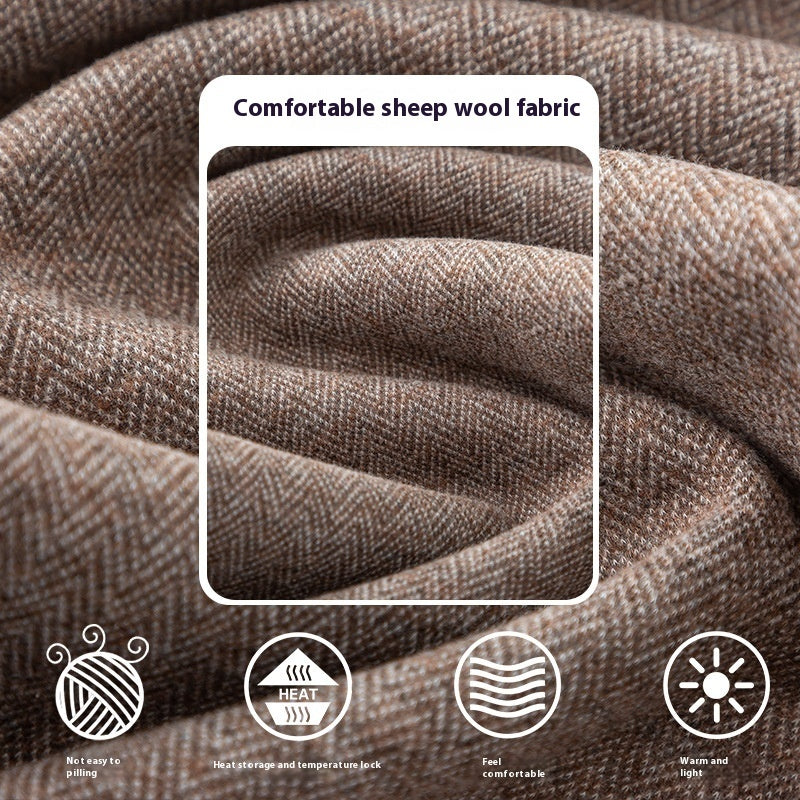 Herringbone Wool Soft And Thickened Woolen Pants Women's High Waist Wide Leg Pants