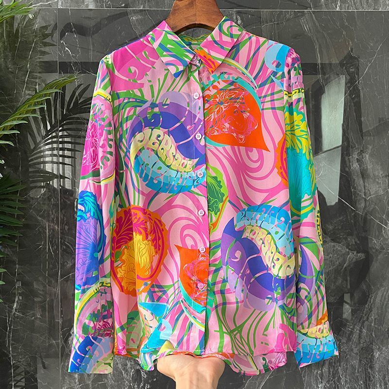 European Goods Color Silk Top