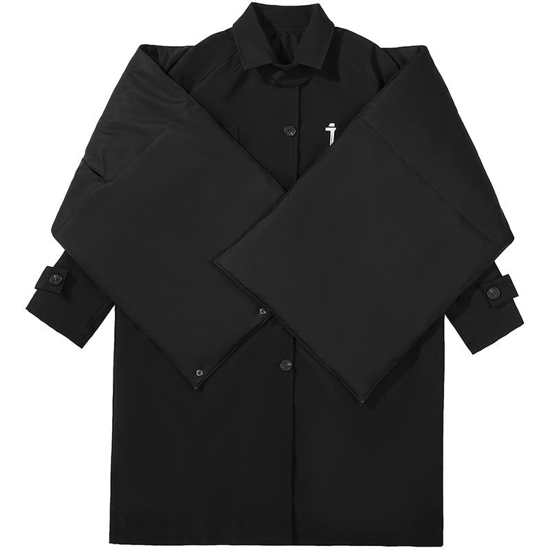 Detachable Shawl Trench Coat Two-piece Men's Loose Casual Mid-length Coat