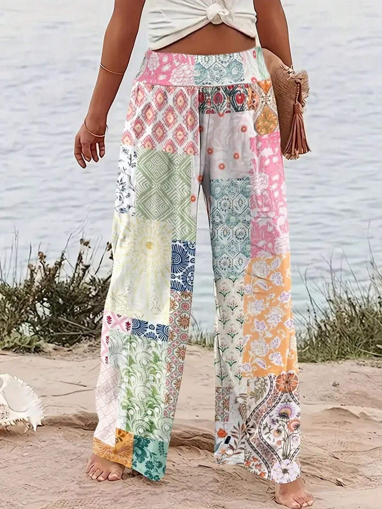 Women's Creative 3D Printing Fashionable Casual High Waist Trousers