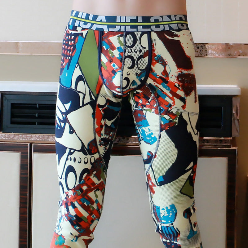 Printed Men's Fleece-lined Thick Warm Pants