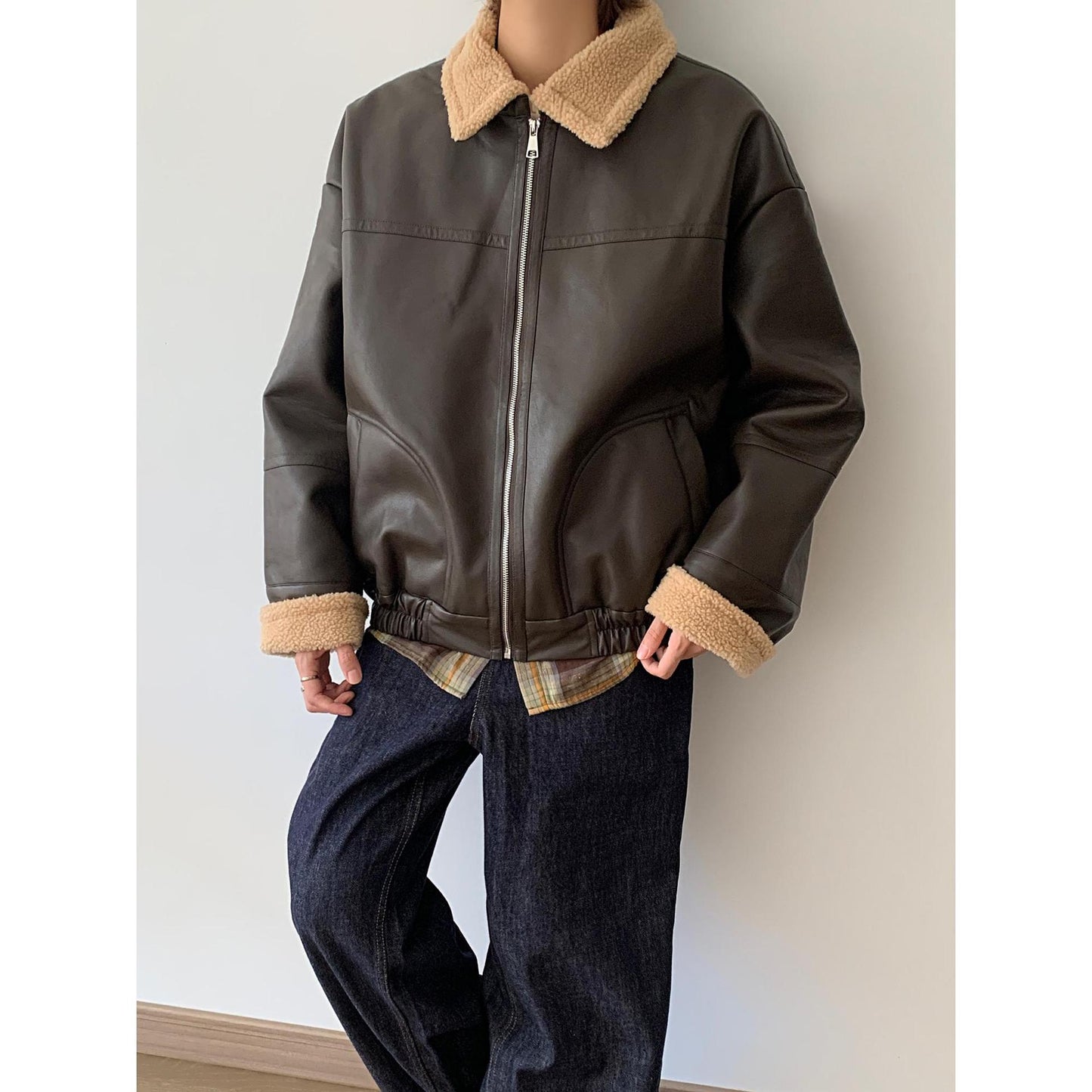 Loose Men's Casual Fleece Lined Coat