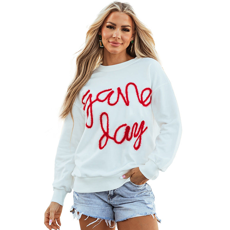 Women's Casual All-matching Loose Letter Embroidery Top