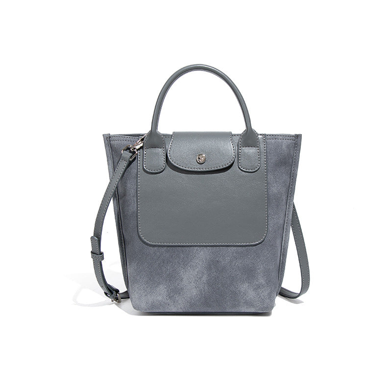 Women's Suede Stitching One-shoulder Bucket Bag