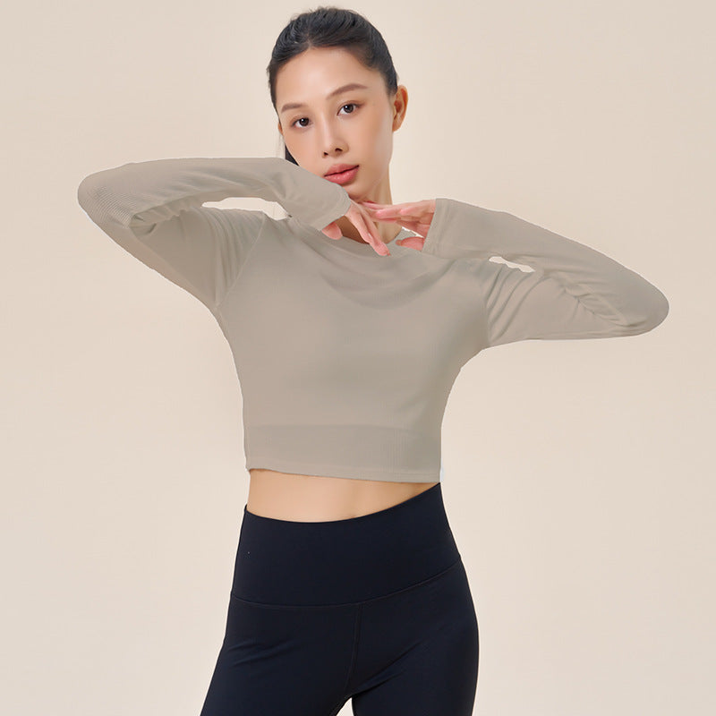 Threaded Short Yoga Clothes Women's Navel Slimming Top