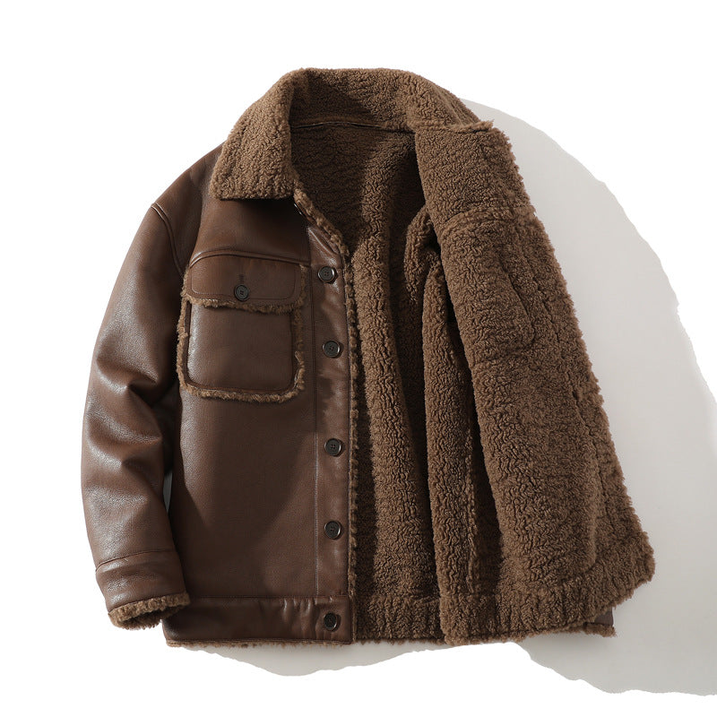 White Background Winter Velvet Padded Thickened Coat Men's Jacket