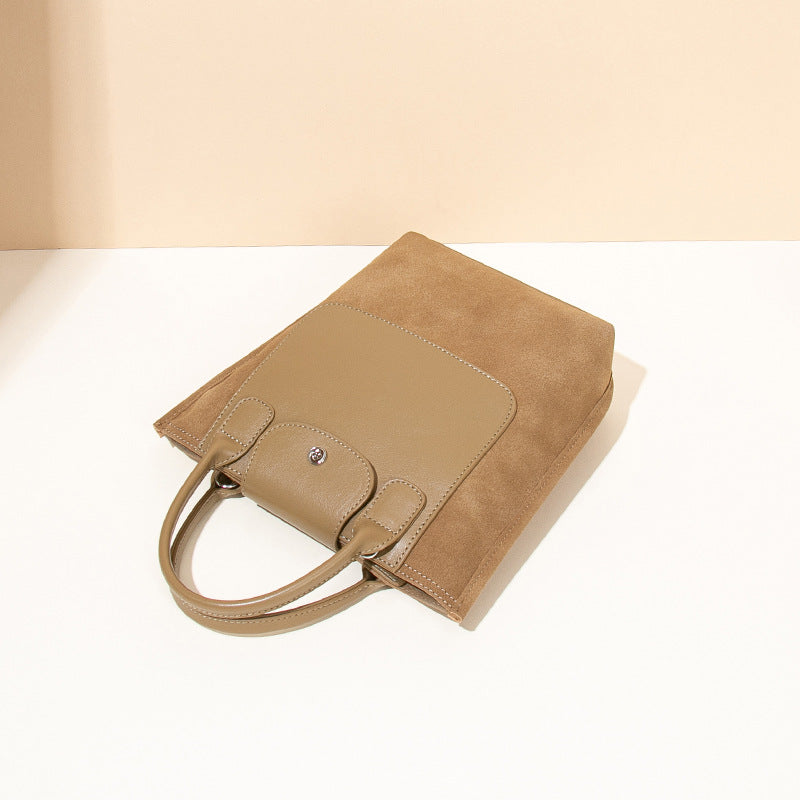 Women's Suede Stitching One-shoulder Bucket Bag