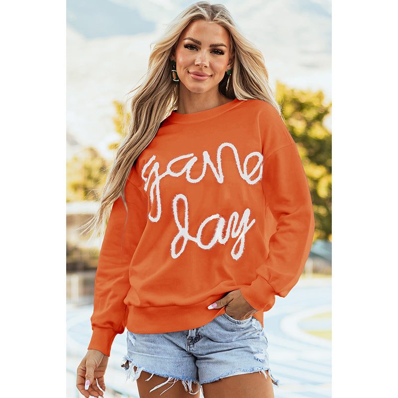 Women's Casual All-matching Loose Letter Embroidery Top
