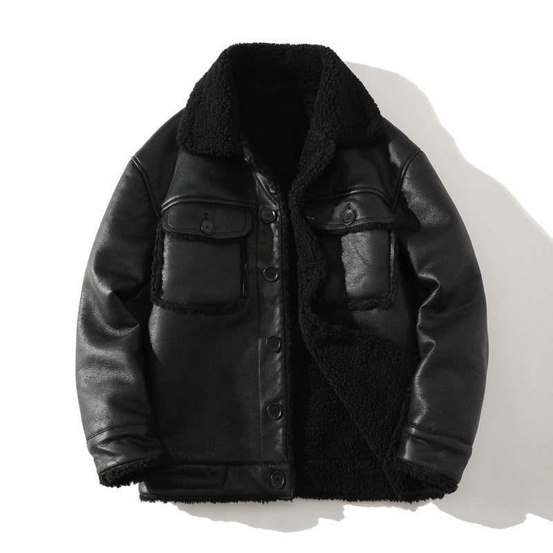 White Background Winter Velvet Padded Thickened Coat Men's Jacket