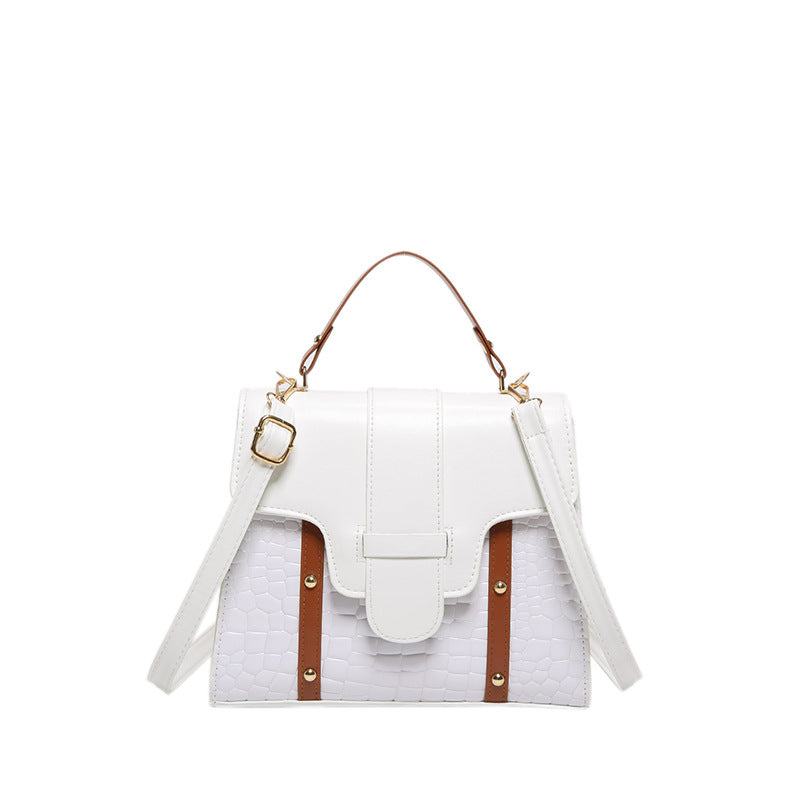 Contrast Color Alligator Print Handbag Retro Style