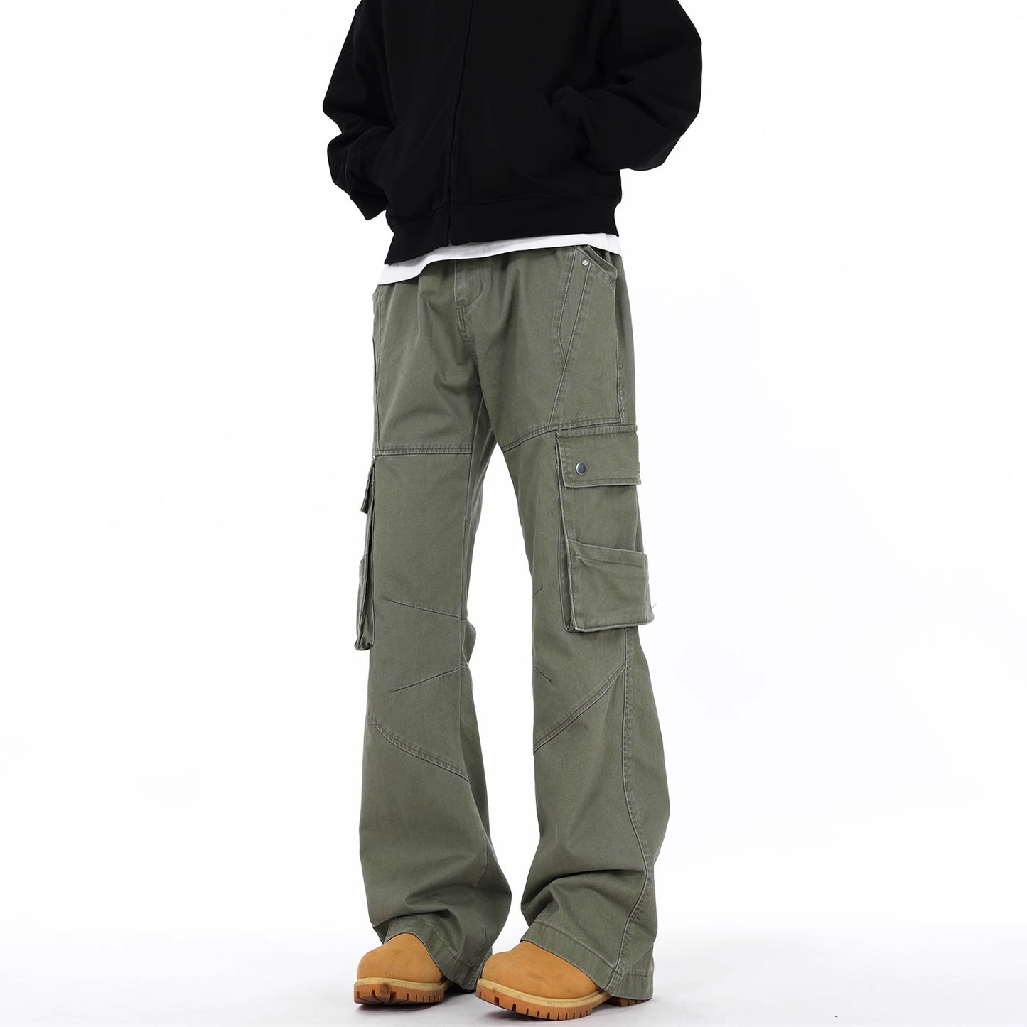 Retro Street Large Workwear With Pocket Casual Pants