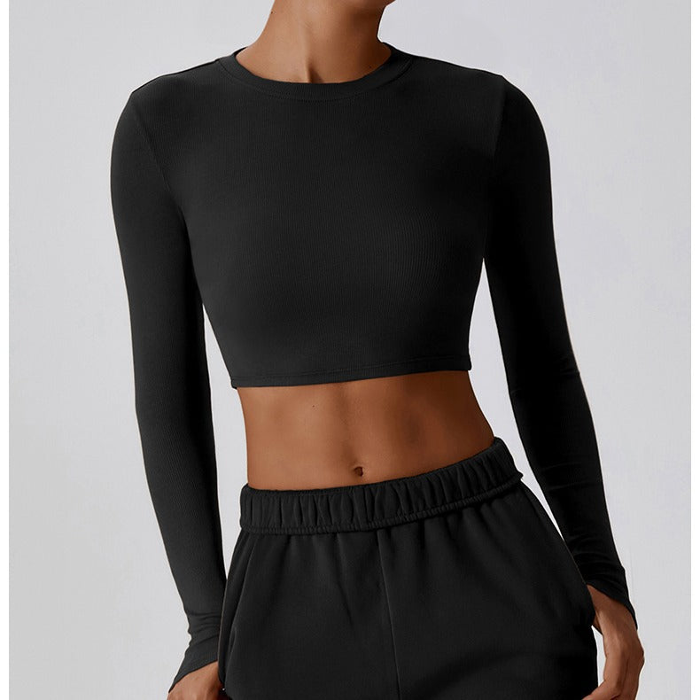 Threaded Short Yoga Clothes Women's Navel Slimming Top