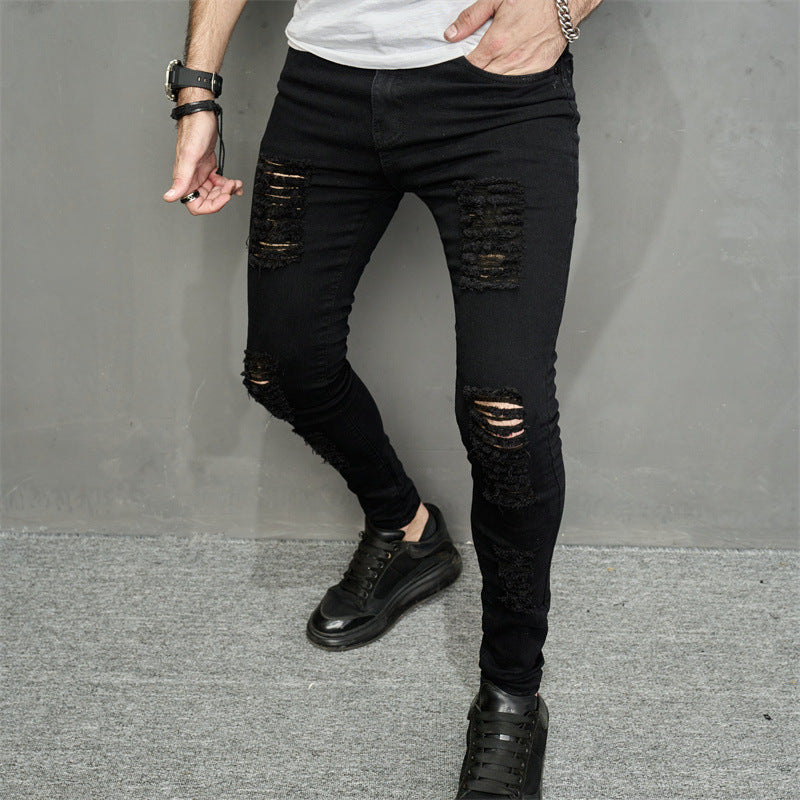 Men's Leisure Ripped Denim Feet Personality Trendy Jeans