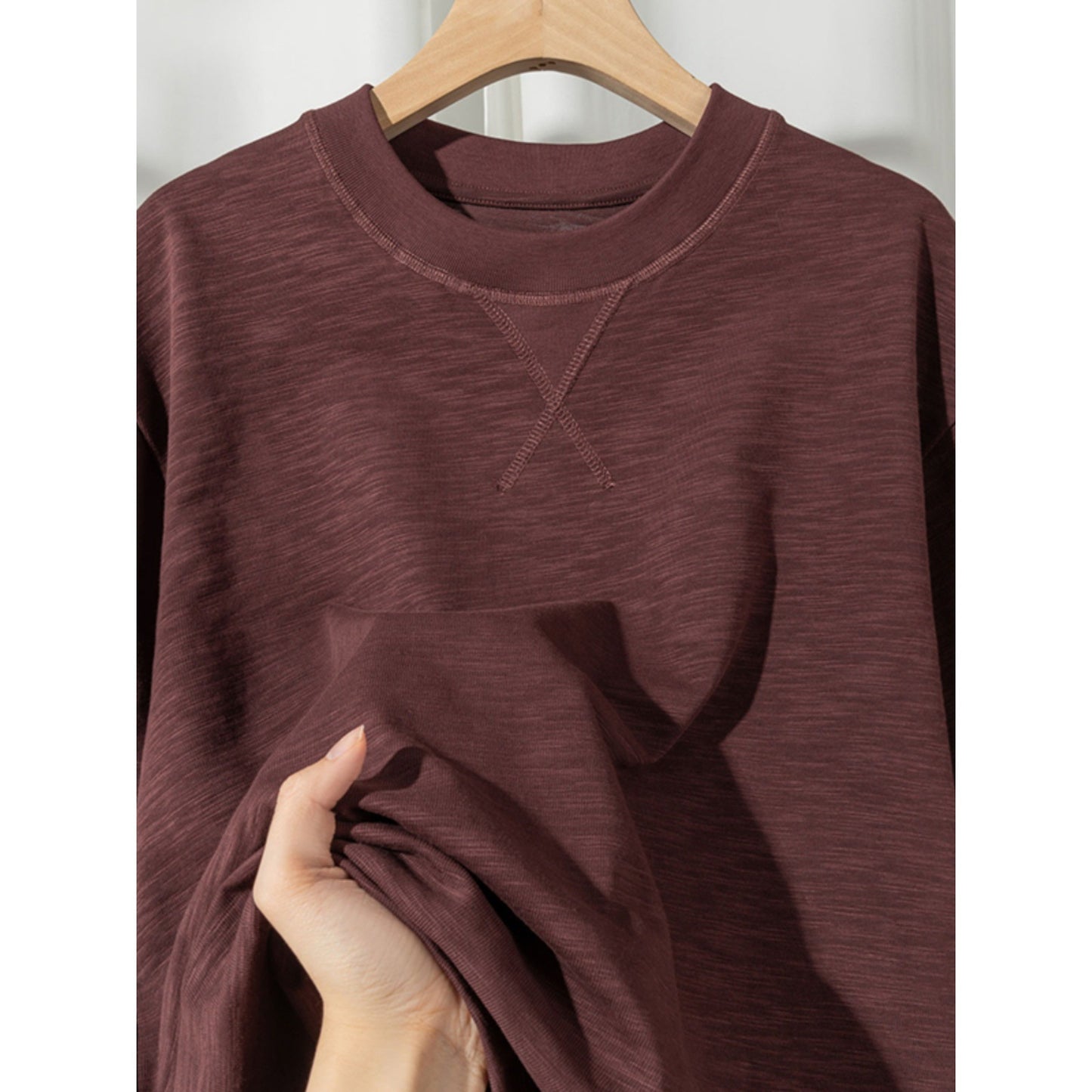 Inverted Triangle Idle Style Solid Color Simple T-shirt