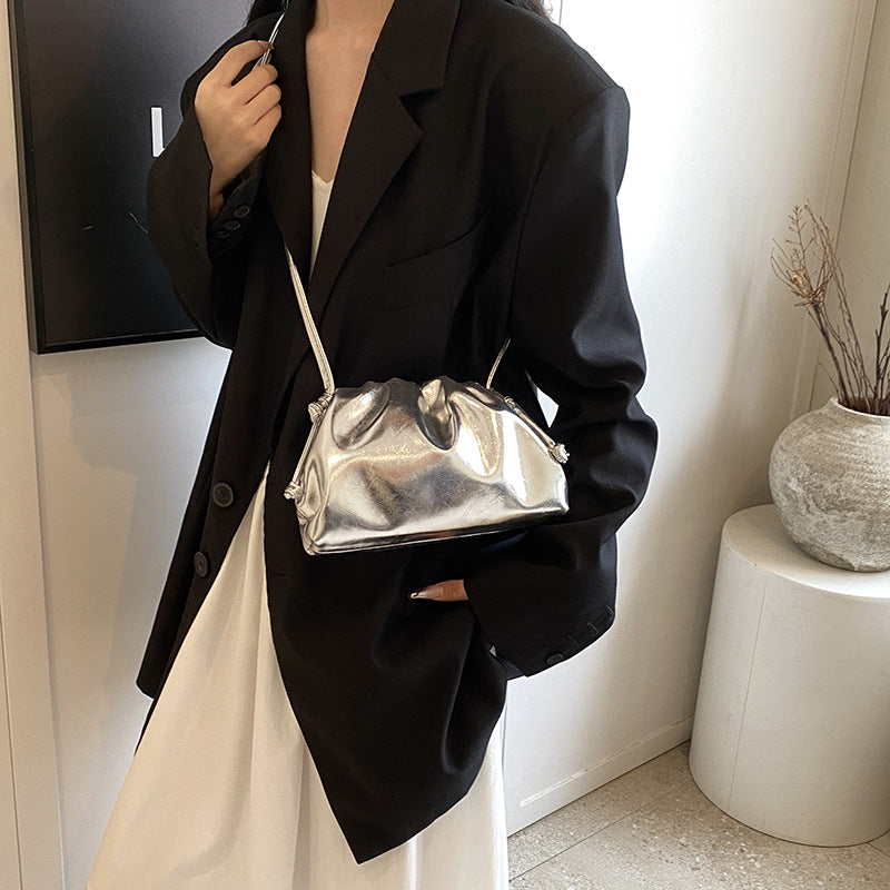 Advanced Texture Silver Dumpling Bag Fashion Shoulder Bag