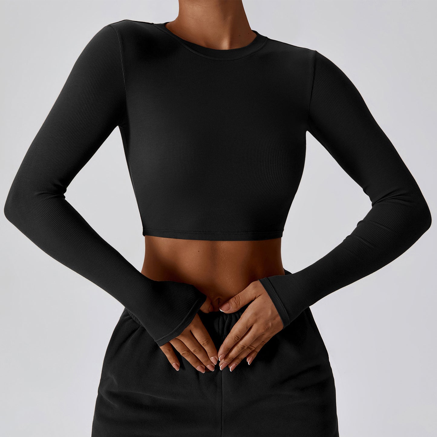 Threaded Short Yoga Clothes Women's Navel Slimming Top
