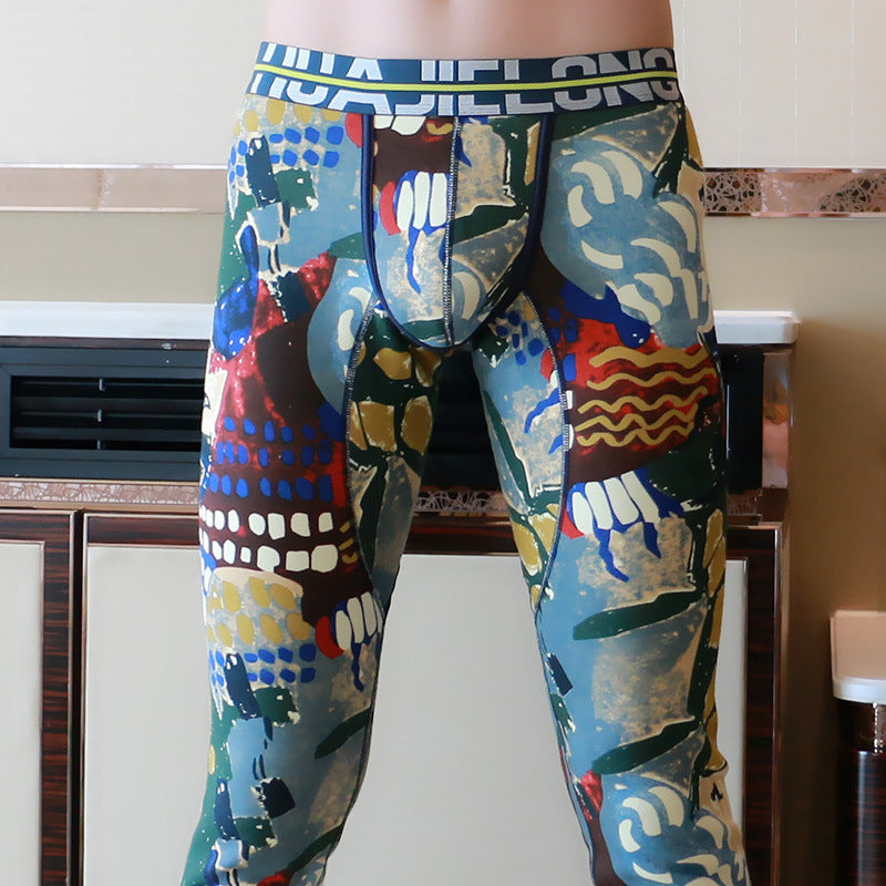 Printed Men's Fleece-lined Thick Warm Pants