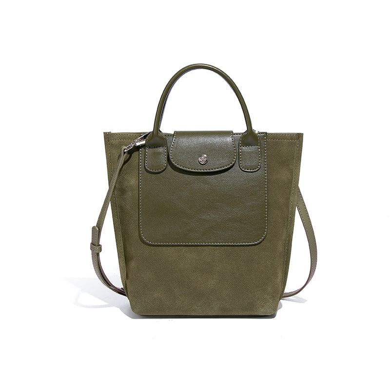 Women's Suede Stitching One-shoulder Bucket Bag