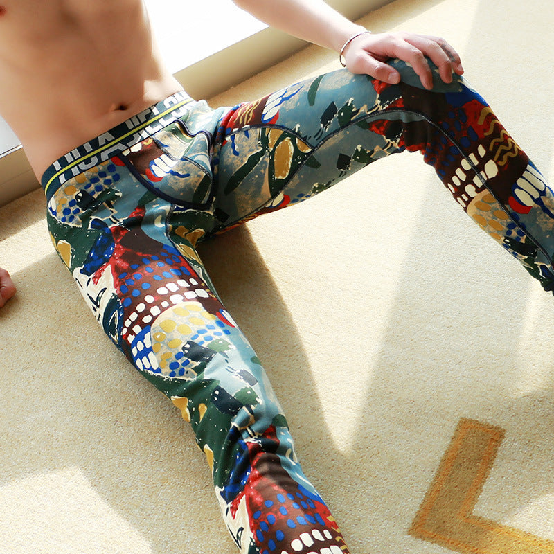 Printed Men's Fleece-lined Thick Warm Pants