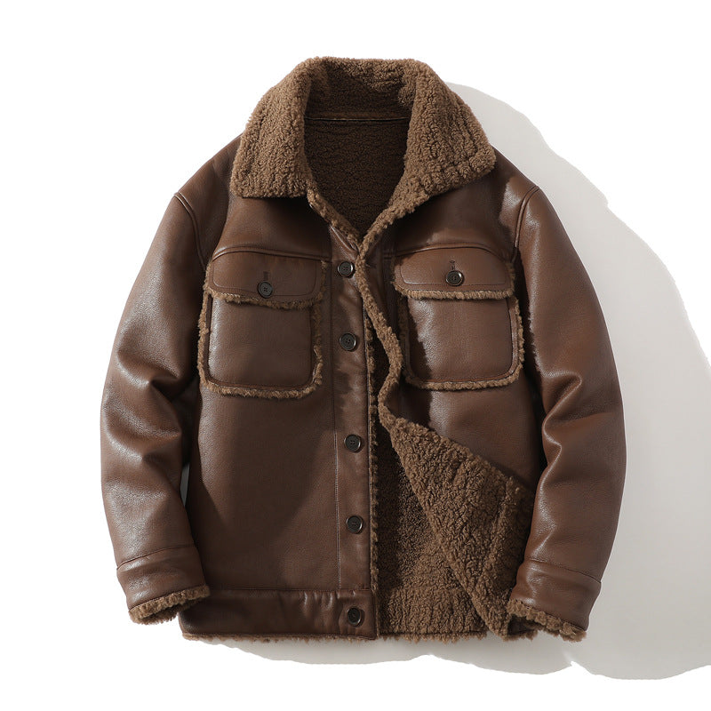 White Background Winter Velvet Padded Thickened Coat Men's Jacket