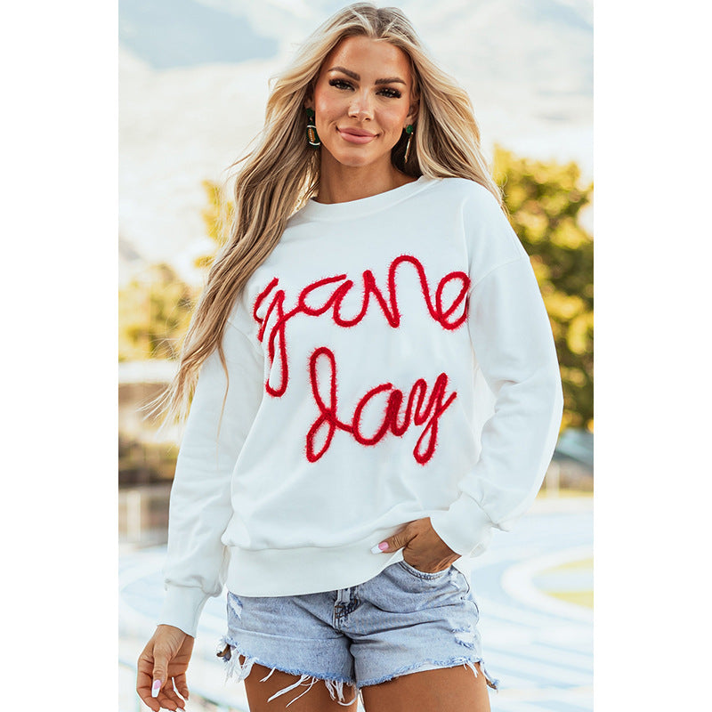 Women's Casual All-matching Loose Letter Embroidery Top